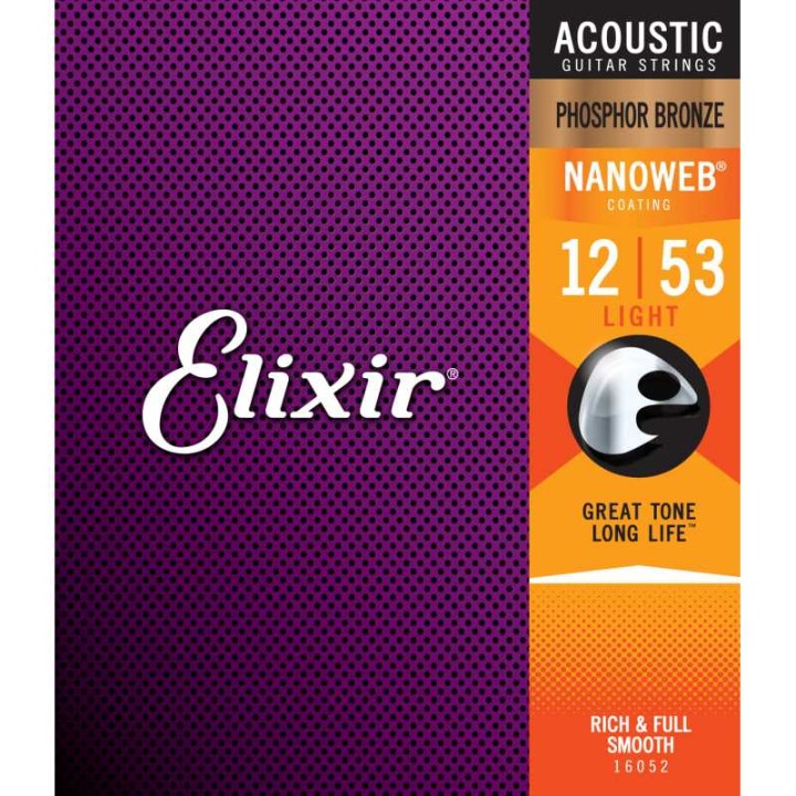 Acquista ELIXIR 16052 ACOUSTIC PHOSPHOR BRONZE NANOWEB 12-53 online | Merula Strumenti Musicali