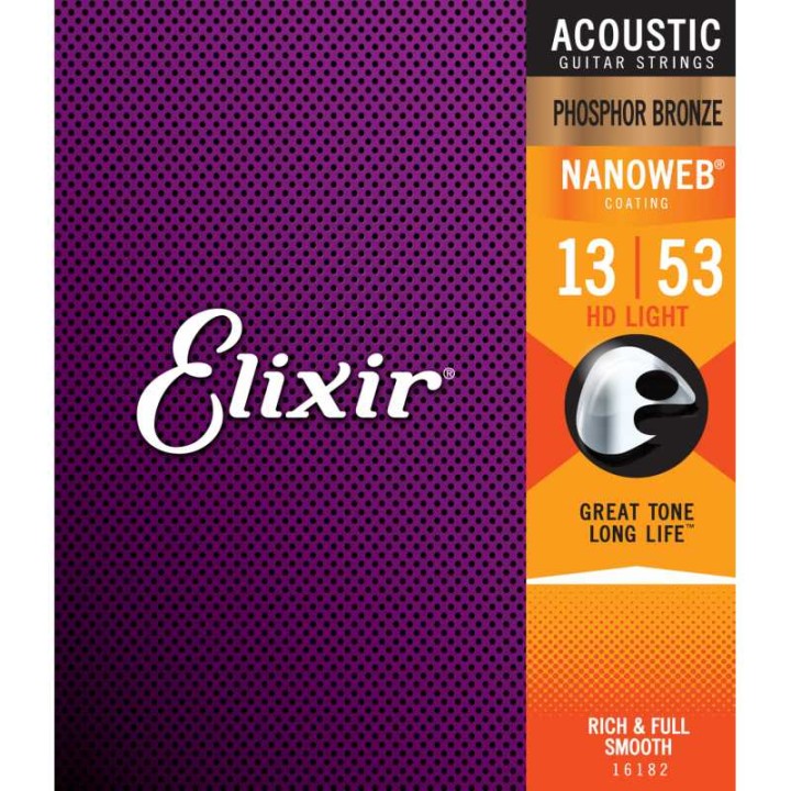 Acquista ELIXIR 16182 ACOUSTIC PHOSPHOR BRONZE NANOWEB 13-53 online | Merula Strumenti Musicali