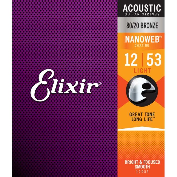 Acquista ELIXIR 11052 ACOUSTIC 80/20 BRONZE NANOWEB 12-53 online | Merula Strumenti Musicali