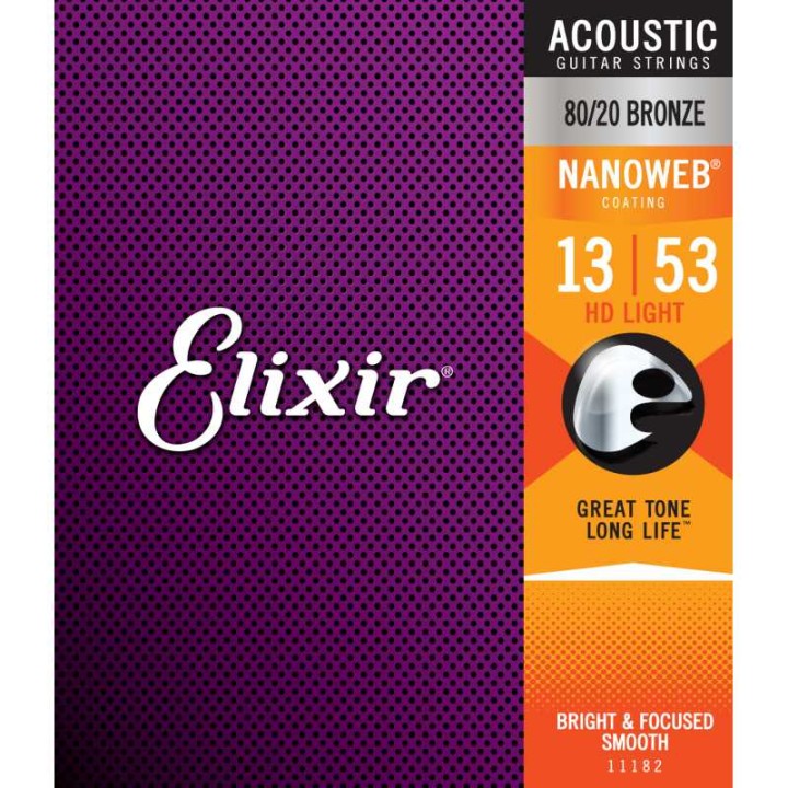 Acquista ELIXIR 11182 ACOUSTIC 80/20 BRONZE NANOWEB 13-53 online | Merula Strumenti Musicali