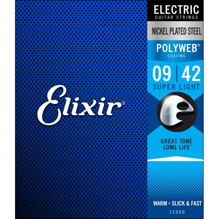 Acquista ELIXIR 12000 ELECTRIC NICKEL PLATED STEEL POLYWEB 9-42 online | Merula Strumenti Musicali