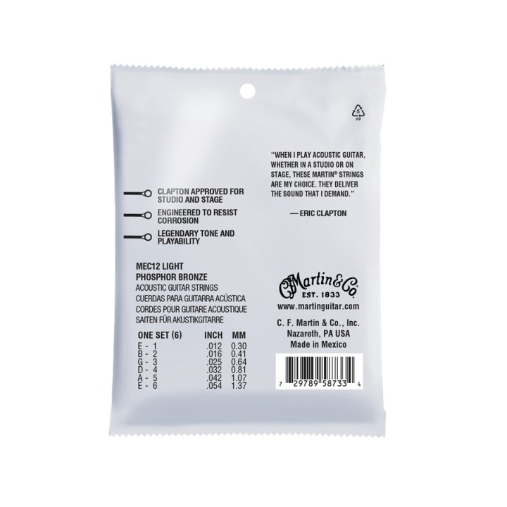 Acquista MARTIN MEC12 CLAPTON'S CHOICE LIGHT PHOSPHOR BRONZE 12-54 online | Merula Strumenti Musicali