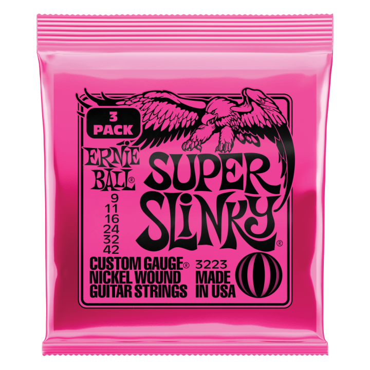 Acquista ERNIE BALL 3223 NICKEL WOUND SUPER SLINKY 9-42 - 3 SET online | Merula Strumenti Musicali