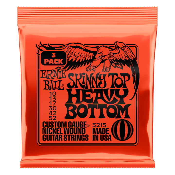 Acquista ERNIE BALL 3215 NICKEL WOUND SKINNY TOP HEAVY BOTTOM SLINKY 10-52 - 3 SET online | Merula Strumenti Musicali