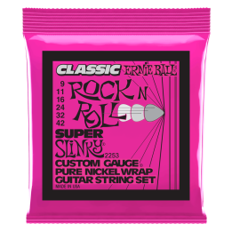 Acquista ERNIE BALL 2253 Super Slinky Classic Rock n Roll Pure Nickel Wrap Electric Guitar St online | Merula Strumenti Musicali