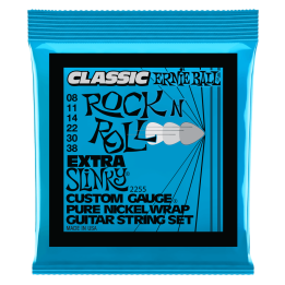 Acquista ERNIE BALL 2255 Extra Slinky Classic Rock n Roll Pure Nickel Wrap Electric Guitar St online | Merula Strumenti Musicali