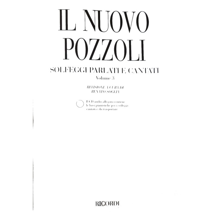 Acquista RICORDI IL NUOVO POZZOLI VOLUME 3 - SOLFEGGI PARLATI E CANTATI | Merula Strumenti Musicali