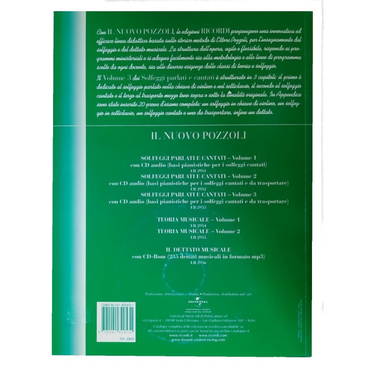 Acquista RICORDI IL NUOVO POZZOLI VOLUME 3 - SOLFEGGI PARLATI E CANTATI | Merula Strumenti Musicali
