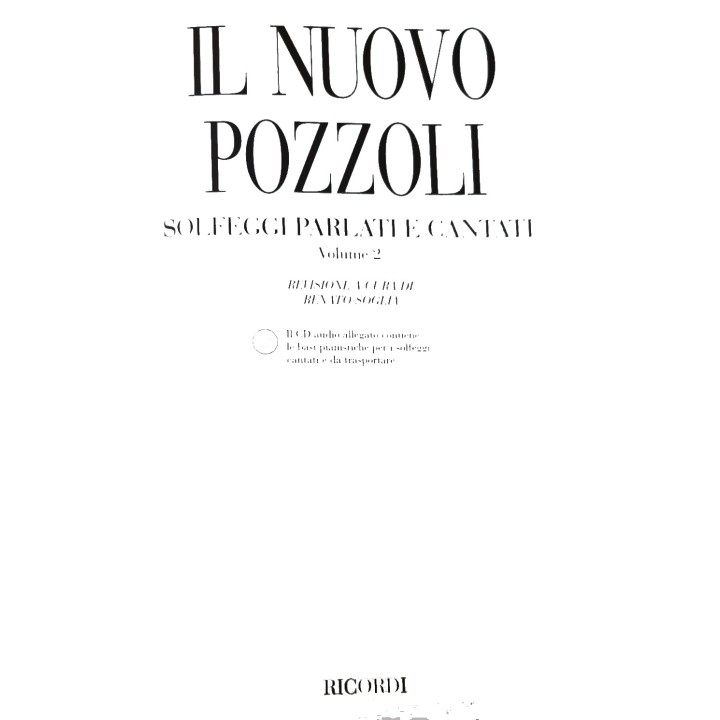 Acquista RICORDI IL NUOVO POZZOLI VOLUME 2 - SOLFEGGI PARLATI E CANTATI online | Merula Strumenti Musicali