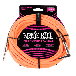 Acquista ERNIE BALL 6079 10' (3.05m) Braided Straight / Angle Instrument Cable - Neon Orange online | Merula Strumenti Musicali