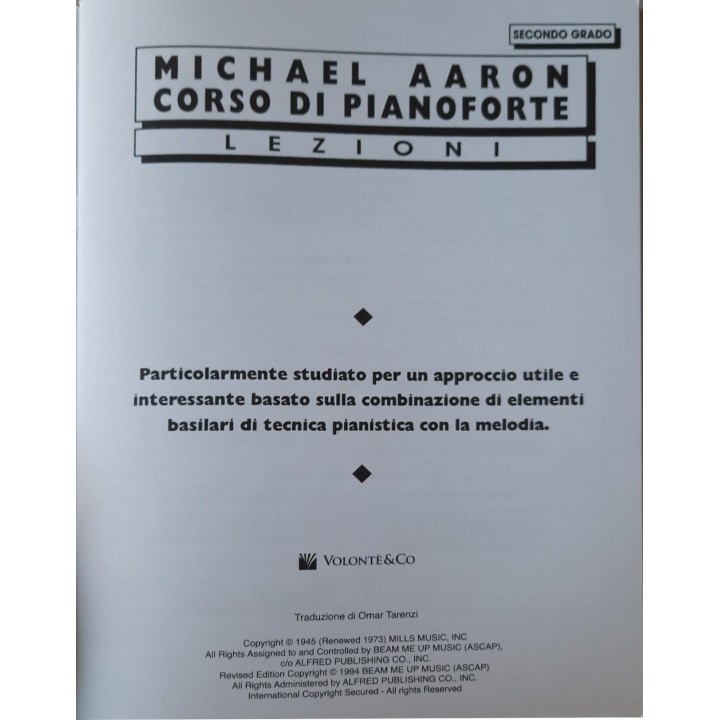 Acquista VOLONTE & CO. M. AARON CORSO DI PIANOFORTE - SECONDO GRADO | Merula Strumenti Musicali