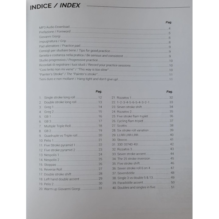 DANTONE EDIZIONI GIORGI HANDS WORKOUT - Libro didattico per batteristi