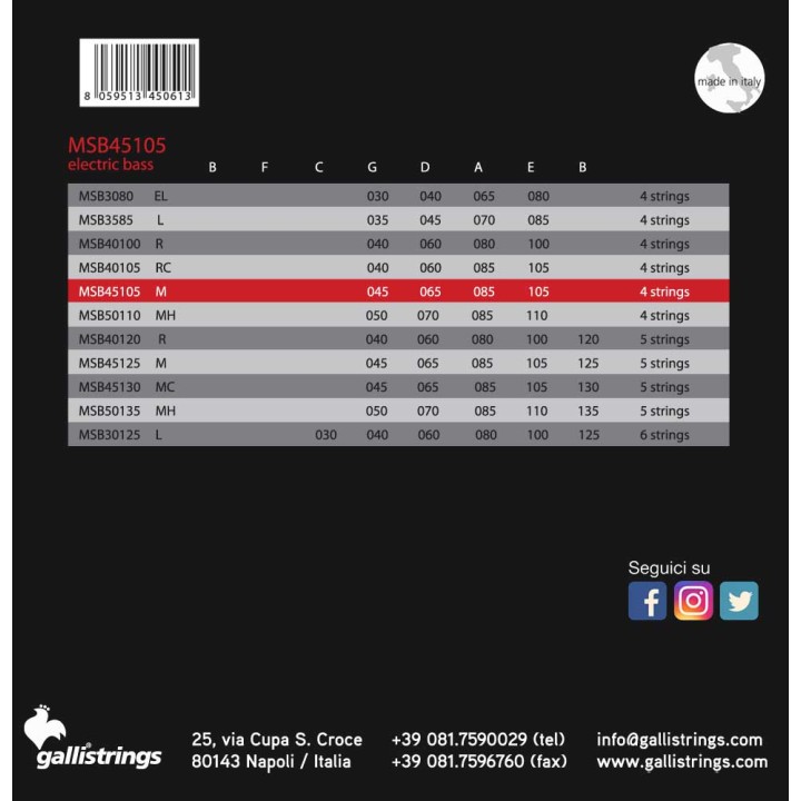 Acquista GALLI STRINGS MSB45105 online | Merula Strumenti Musicali