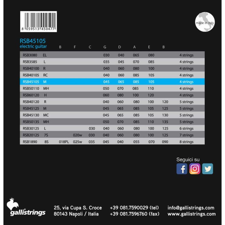 Acquista GALLI STRINGS RSB45105 online | Merula Strumenti Musicali