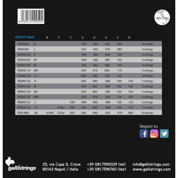 Acquista GALLI STRINGS RSB45130 online | Merula Strumenti Musicali