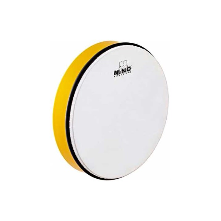 Acquista NINO PERCUSSION NINO6R TAMBURELLO 12" IN PLASTICA GIALLA CON PELLE SINTETICA online | Merula Strumenti Musicali