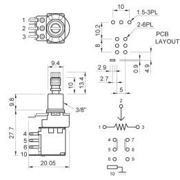 Acquista PARTS PLANET VPP2A250 POTENZIOMETRO PUSH-PUSH 250K LOG online | Merula Strumenti Musicali