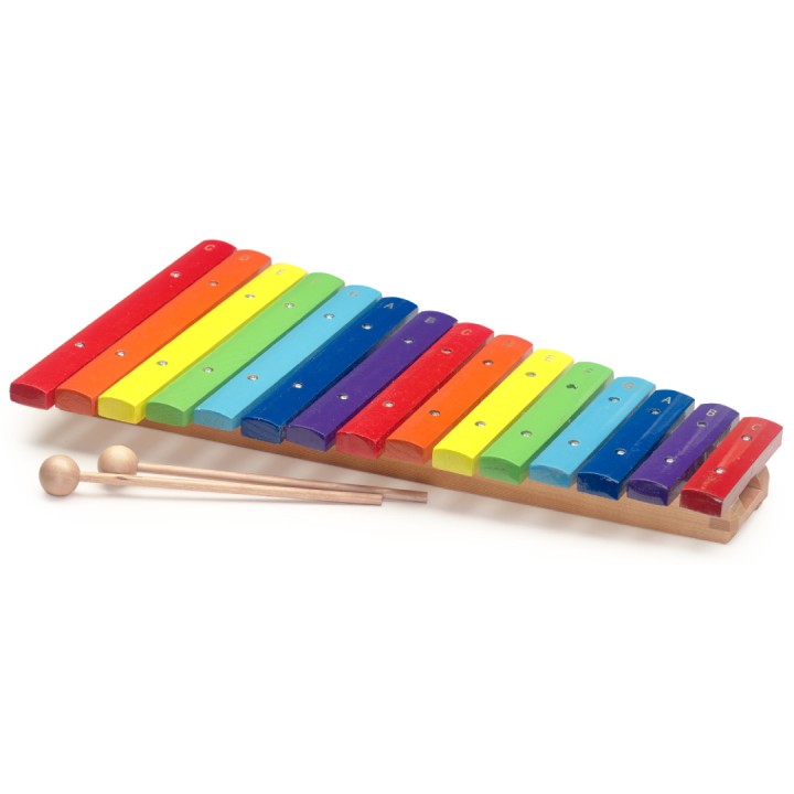 Stagg Xylofono - XYLO-J15 RB  Xilofono a 15 tasti in legno colorati - Struttura in legno - 2 ottave (G to G) - Due battenti in l