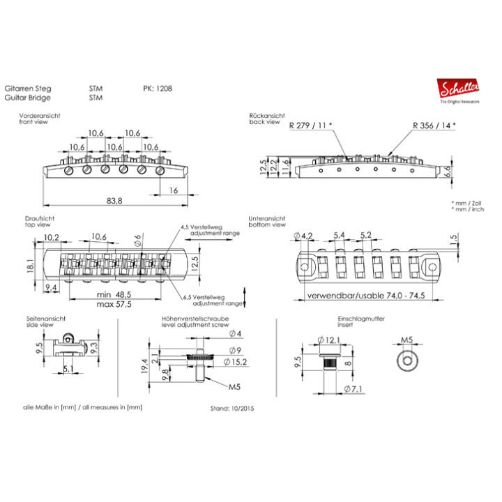 Acquista SCHALLER 12080200 STM CH PONTE PER CHITARRA ELETTRICA online | Merula Strumenti Musicali
