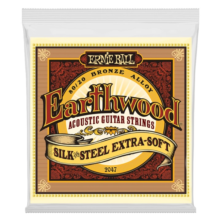 ERNIE BALL | 2047 EARTHWOOD SILK & STEEL 80/20 BRONZE EXTRA SOFT 10-50