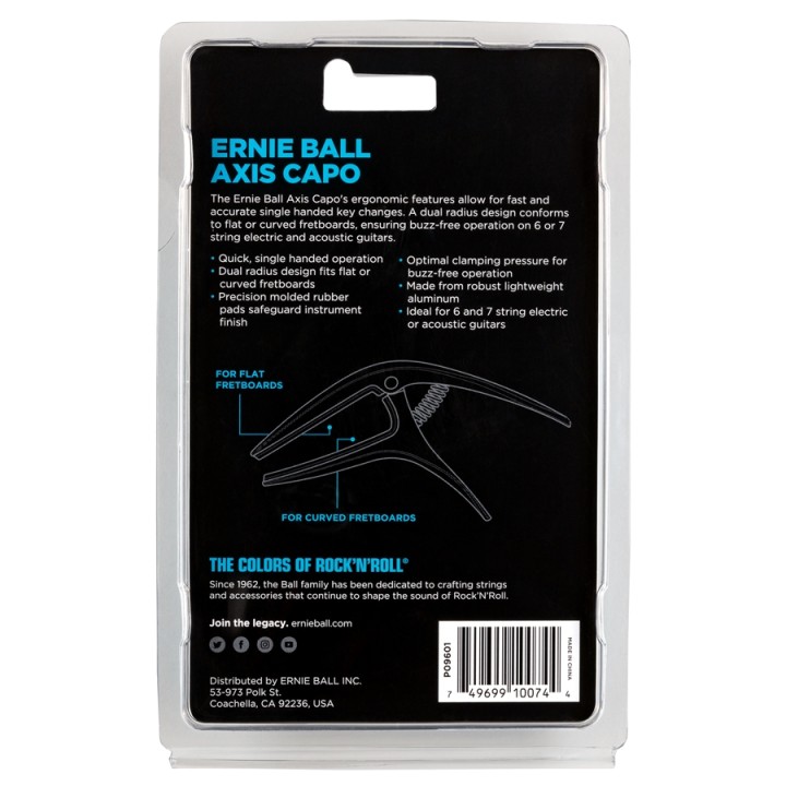 Acquista ERNIE BALL 9601 AXIS CAPO SILVER online | Merula Strumenti Musicali