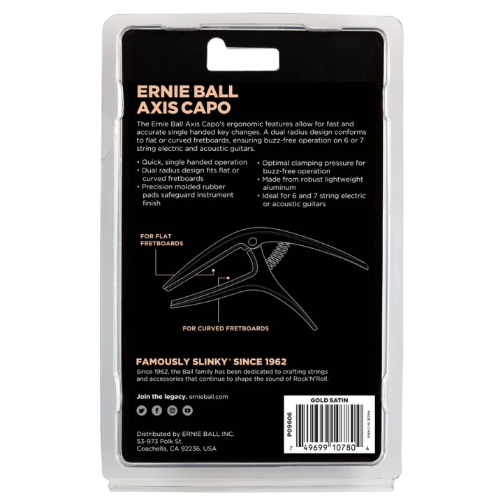 Acquista ERNIE BALL 9606 AXIS CAPO GOLD SATIN online | Merula Strumenti Musicali