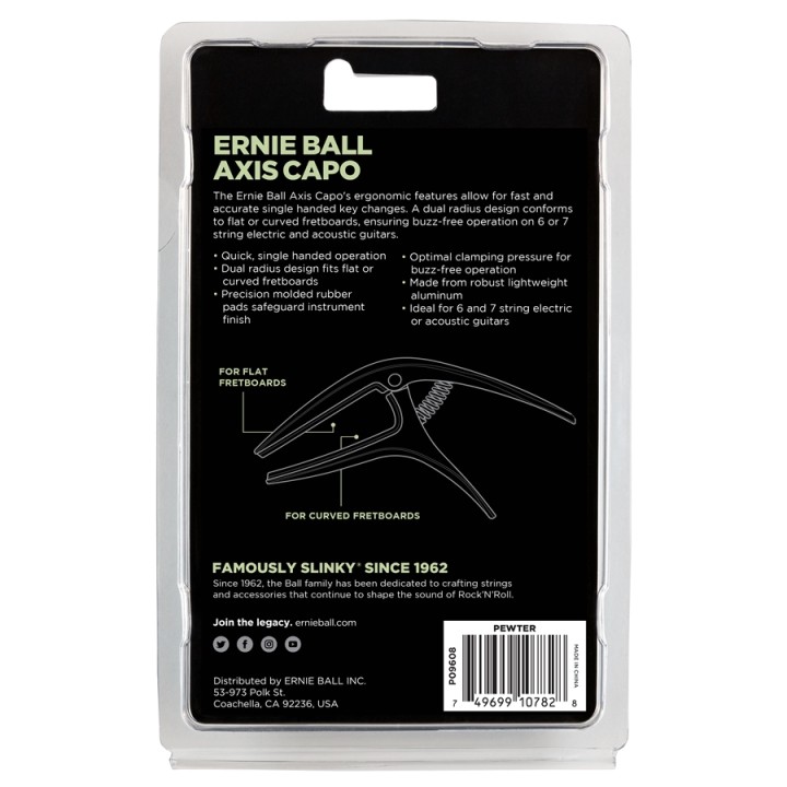 Acquista ERNIE BALL 9608 AXIS CAPO PEWTER online | Merula Strumenti Musicali