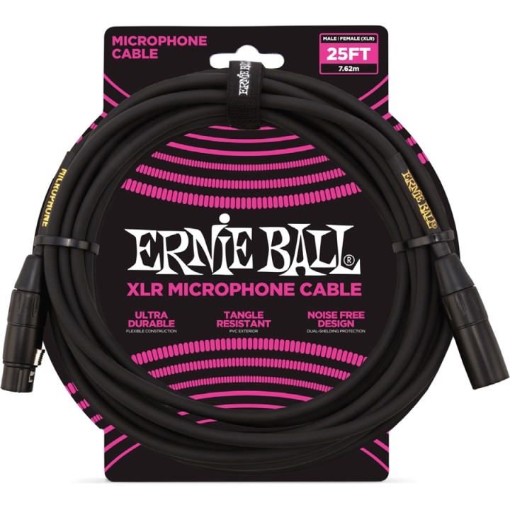 Acquista ERNIE BALL EB 25FT MIC CABLE BLK XLR BLK/GLD SHRINK online | Merula Strumenti Musicali
