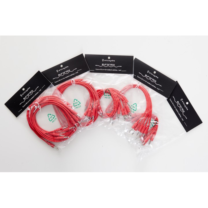 Erica Synths - 5 Pcs 90cm Braided Cables, Red