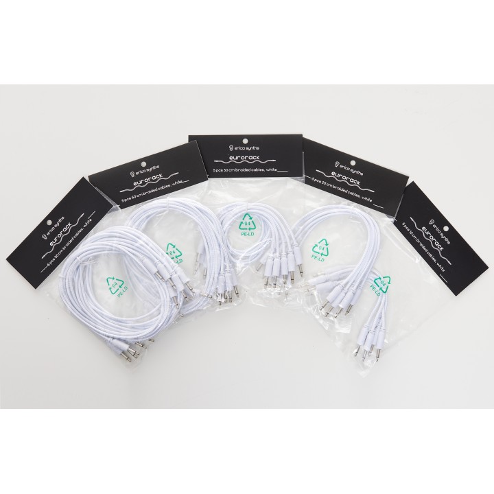 Erica Synths 5 Pcs 90cm Braided Cables White