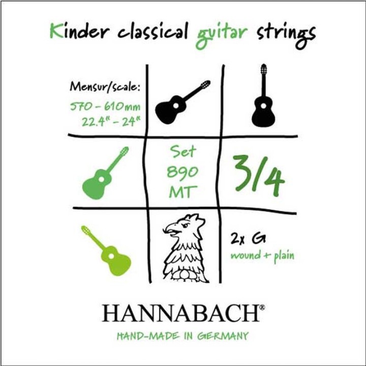 Acquista HANNABACH CORDE PER CHITARRA CLASSICA SERIE 890 CHITARRA RIDOTTA 3/4 MISURA: 57-61CM online | Merula Strumenti Musicali