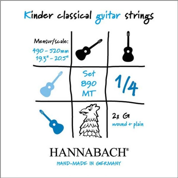 Acquista HANNABACH CORDE PER CHITARRA CLASSICA SERIE 890 CHITARRA RIDOTTA 1/4 MISURA: 49-52CM online | Merula Strumenti Musicali
