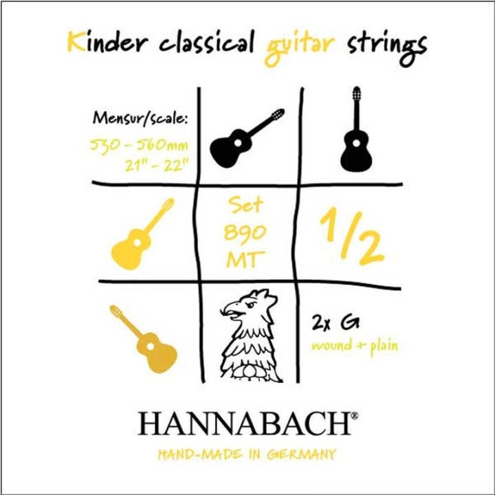 Acquista HANNABACH CORDE PER CHITARRA CLASSICA SERIE 890 CHITARRA RIDOTTA 1/2 MISURA: 53-56CM online | Merula Strumenti Musicali