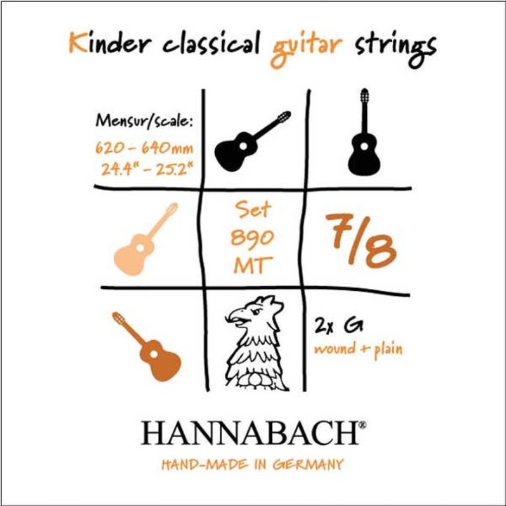 Acquista HANNABACH CORDE PER CHITARRA CLASSICA SERIE 890 7/8 CHITARRA PER BAMBINO MISURA : 62 online | Merula Strumenti Musicali