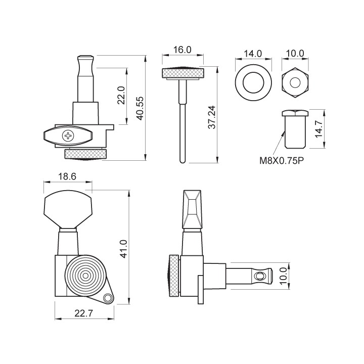 Acquista PARTS PLANET JN07SPLKL3R3CR MECCANICHE AUTOBLOCCANTI 3+3 CROMATE online | Merula Strumenti Musicali