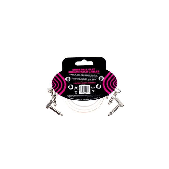 Acquista ERNIE BALL EB 6386 FLAT RIBB PATCH CABLE WHITE 3PK online | Merula Strumenti Musicali