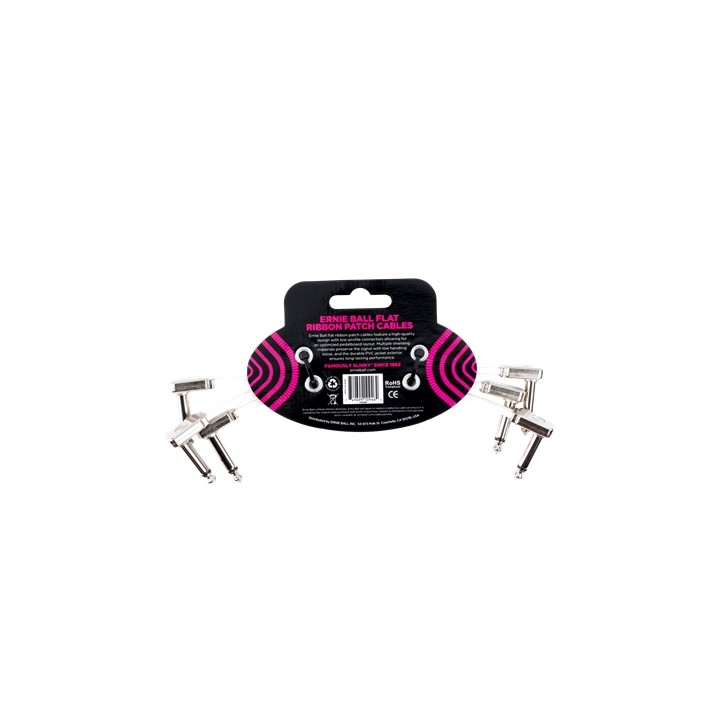 Acquista ERNIE BALL EB 6385 FLAT RIBB PATCH CABLE WHITE 3PK online | Merula Strumenti Musicali