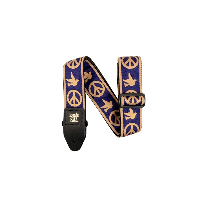 Acquista ERNIE BALL 4699 TRACOLLA NAVY BLUE AND BEIGE PEACE LOVE DOVE JACQUARD STRAP 2021 online | Merula Strumenti Musicali