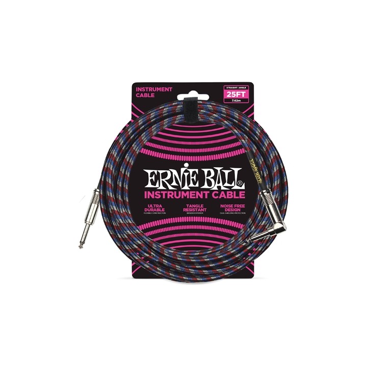 Acquista ERNIE BALL 6063 CAVO BRAIDED BLACK/RED/BLUE/WHITE 7,62 M online | Merula Strumenti Musicali