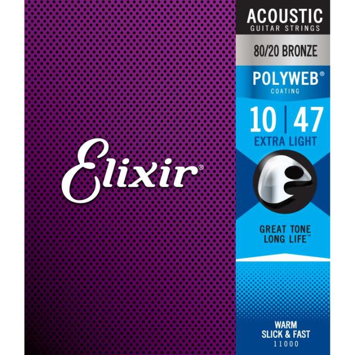 Acquista ELIXIR 11000 ACOUSTIC 80/20 BRONZE POLYWEB EXTRA LIGHT (.010-.047) online | Merula Strumenti Musicali
