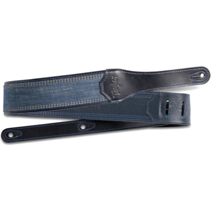 Acquista TAYLOR TRACOLLA D250-10 BLUE DENIM STRAP NAVY LEATHER EDGES 2.5" online | Merula Strumenti Musicali