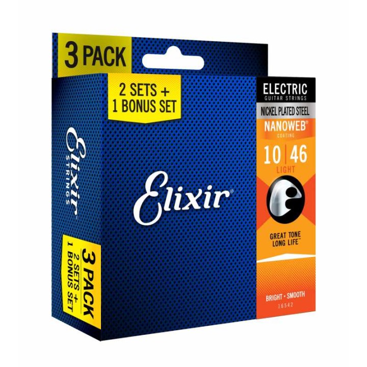Acquista ELIXIR 16542 3X2 PACK 10-46 ELECTRIC NICKEL PLATED STEEL online | Merula Strumenti Musicali