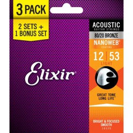 Acquista ELIXIR 16539 3X2 PACK 12-53 ACOUSTIC 80/20 BRONZE NANOWE online | Merula Strumenti Musicali