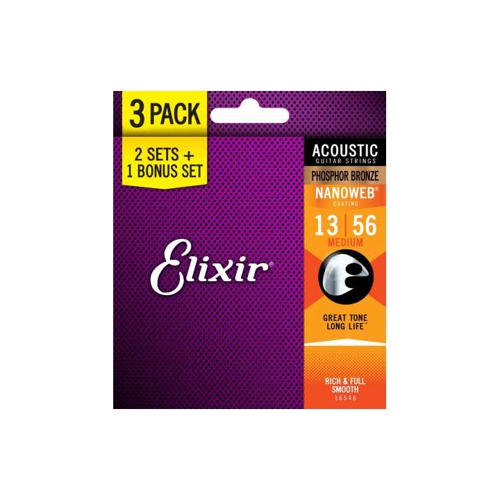 Acquista ELIXIR 16546 3X2 PACK 13-56 ACOUSTIC PHOSPHOR BRONZE NAN online | Merula Strumenti Musicali
