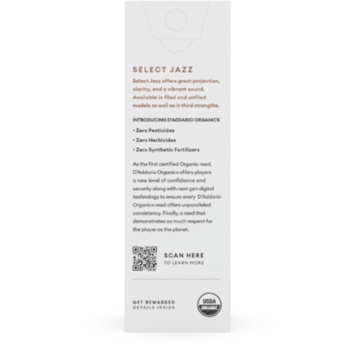Acquista D'ADDARIO ORGANICS SELECT JAZZ UNFILED ANCE SAX TENORE SIB 3 SOFT - ORRS05TSX3S online | Merula Strumenti Musicali