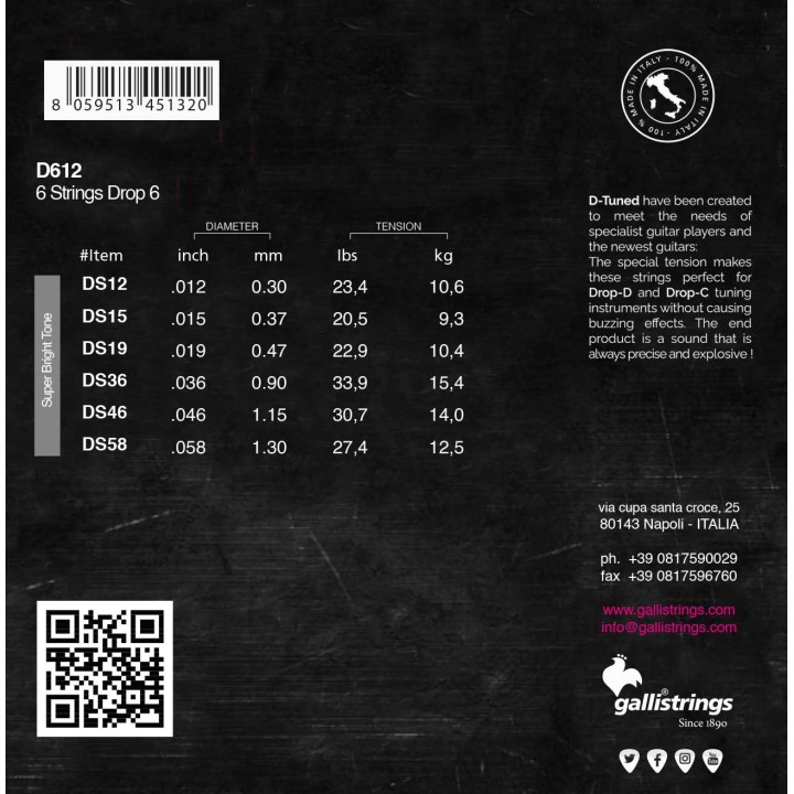 Acquista GALLI STRINGS Strings D612 online | Merula Strumenti Musicali