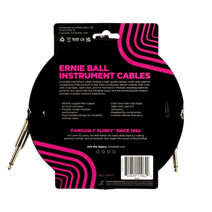 Acquista ERNIE BALL 6393 BRAIDED STRAIGHT STRAIGHT 3M online | Merula Strumenti Musicali