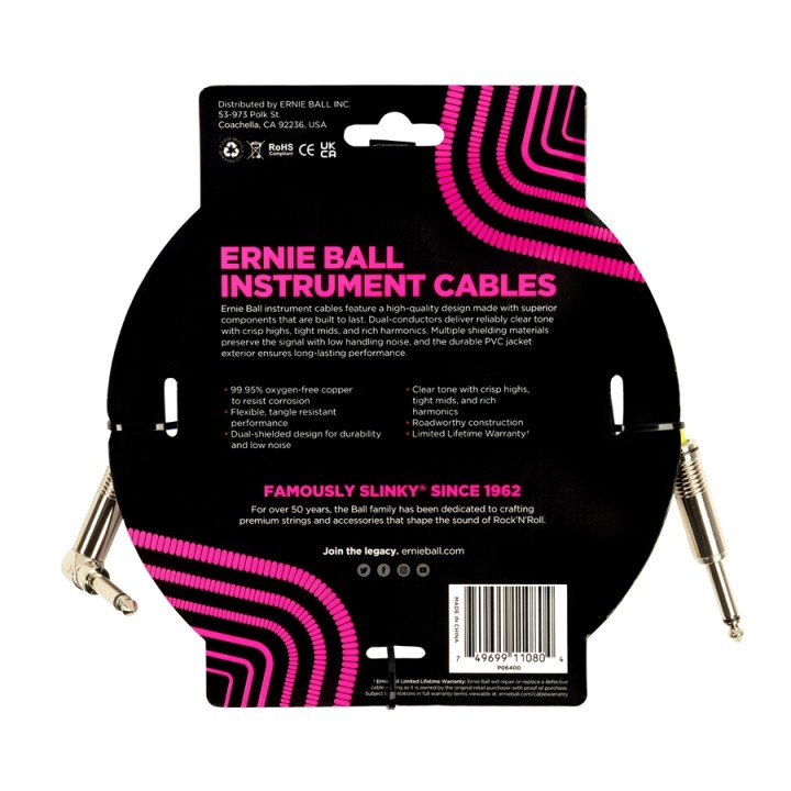 Acquista ERNIE BALL 6400 PVC STRAIGHT ANGLE 4.5M online | Merula Strumenti Musicali