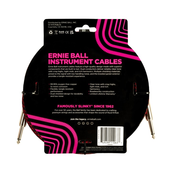 Acquista ERNIE BALL 6394 BRAIDED STRAIGHT STRAIGHT 3M online | Merula Strumenti Musicali