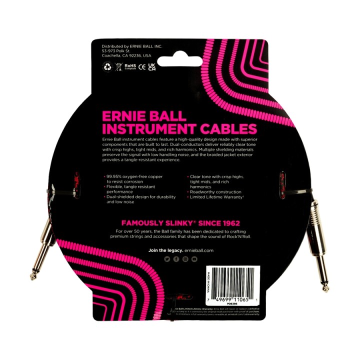 Acquista ERNIE BALL 6396 BRAIDED STRAIGHT STRAIGHT 5.5M online | Merula Strumenti Musicali